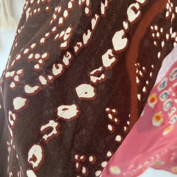 batik boho chiffon silk beaded top bohemian v neck blouse - Picture 12 of 16
